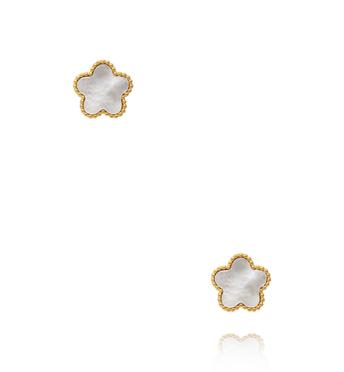 Kolczyki wkrętki w kształcie kwiatów z masą perłową KSY0702