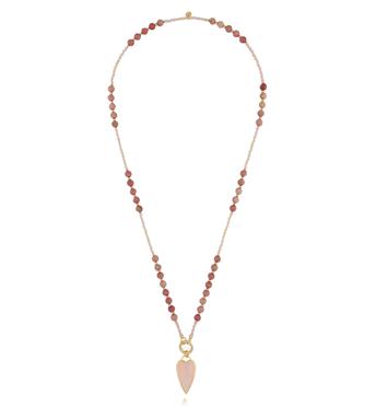 Naszyjnik różowy z rodonitami i sercem NSC0671