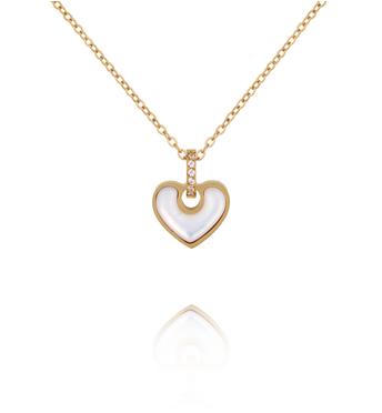 Naszyjnik z perłowym sercem i cyrkoniami NSY0849