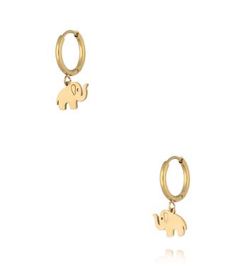 Kolczyki koła z zawieszką słonika złote KSY0625