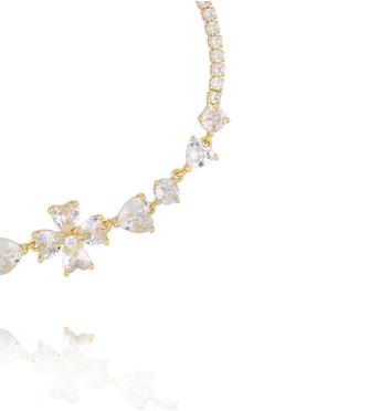 Bransoletka złota z koniczynką i cyrkoniami BSS0254