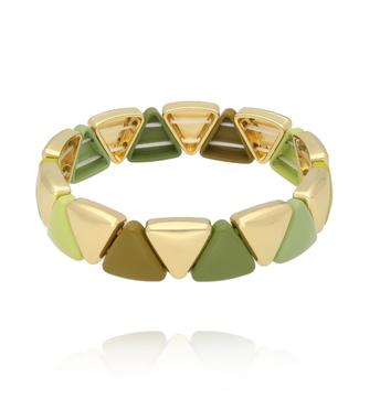 Bransoletka geometryczna z trójkątnych modułów w odcieniach zieleni BCR0048