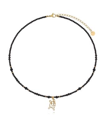 Naszyjnik z czarnego turmalinu z zawieszką – piesek NTW1622