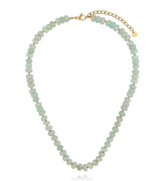 Naszyjnik z zielonego jadeitu z pozłacanymi detalami NPA1576