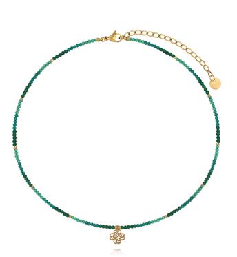 Naszyjnik zielony z zawieszką koniczynki NTW1636