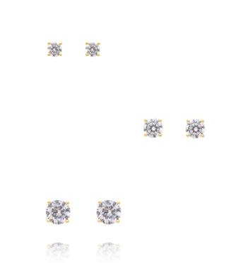 Zestaw kolczyków pozłacanych z cyrkoniami KLT0050