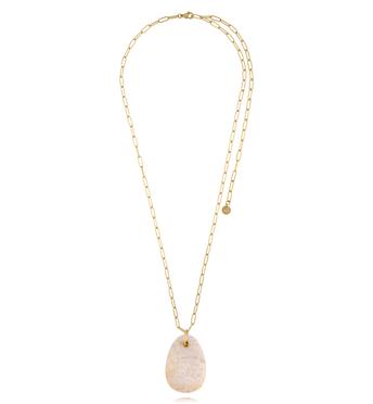 Naszyjnik z naturalnym jasnym kamienieniem długi NSA1505