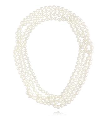 Naszyjnik z klasycznych pereł w odcieniu czystej bieli długi NPE0369