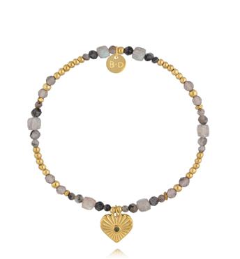 Bransoletka z labradorytu i kwarcu dymnego z sercem BTW3497