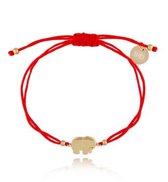 Bransoletka czerwona ze złotym słonikiem Memory BGL0590