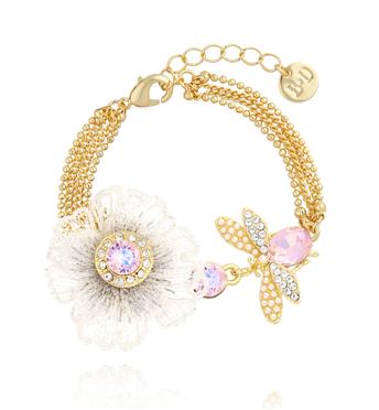 Bransoletka z owadem i kwiatem różowa Siri BMI0144