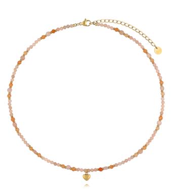 Naszyjnik z kamieniami słonecznymi i sercem NTW1665