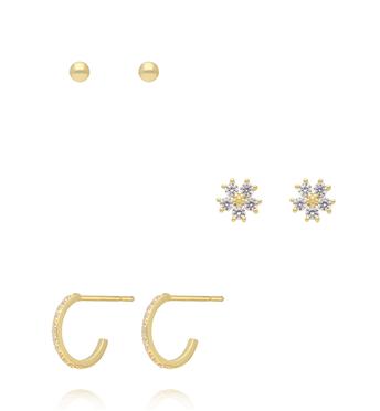 Zestaw kolczyków pozłacanych z cyrkoniami KLT0051