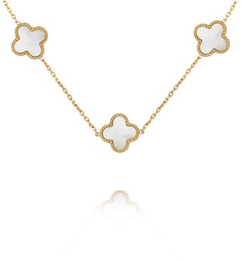 Naszyjnik z koniczynkami z masy perłowej złoty NSY0715