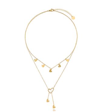 Naszyjnik z sercami złoty Heartbeat NSY0292