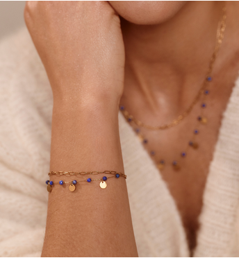 Bransoletka z lapisem lazuli złota BEA0041