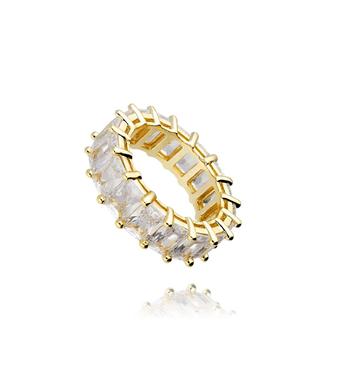 Pierścionek złoty z kryształkami  roz.9 PRG0228