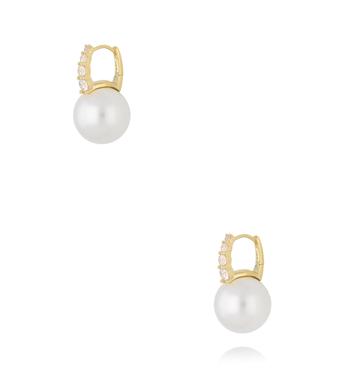 Kolczyki z perłą i cyrkoniami na złotym zapięciu KPE0203