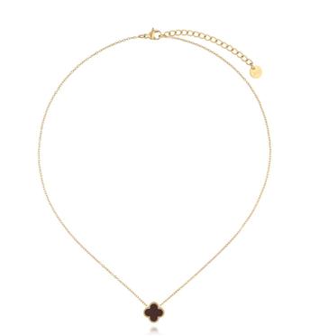 Naszyjnik z koniczynką z czekoladową emalią NSA1342