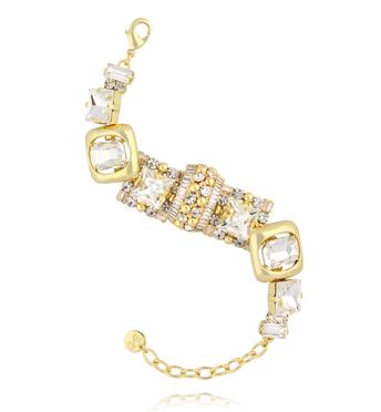 Bransoletka złota szeroka z kryształami BSS0270