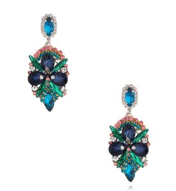 Kolczyki z kryształami w odcieniach szafiru i zieleni KLU0166