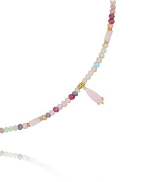Naszyjnik kolorowy z różową zawieszką NSC0652