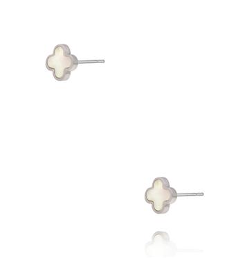 Kolczyki koniczynki z masą perłową srebrne KSA2576