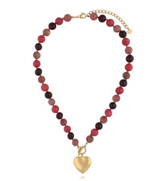 Naszyjnik z kamieni z zawieszką serce NPA1526