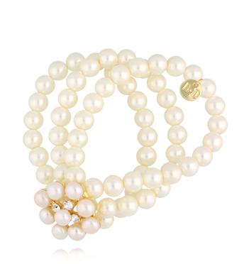 Bransoletka z białymi perłami potrójna BPE0150