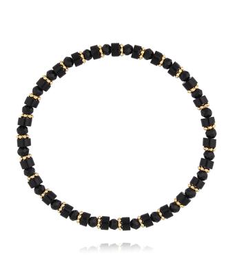Bransoletka z czarnych kamieni i szklanych koralików BTW3624