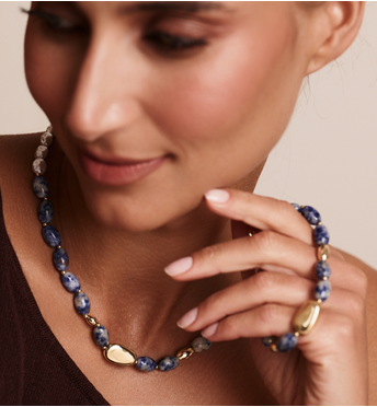 Naszyjnik z perełkami i granatowymi kamieniami NSC0636