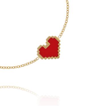 Bransoletka z czerwonym sercem w stylu pixel BSY0564