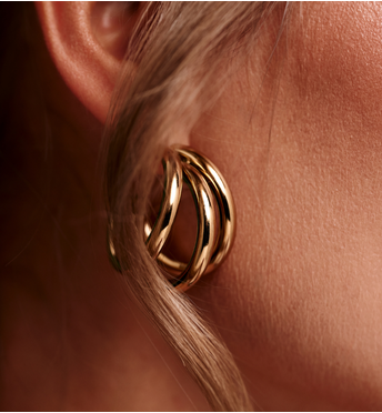 Kolczyki koła potrójne złote KSY0608