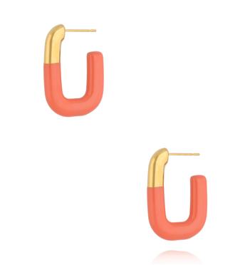 Kolczyki emaliowane koralowe owalne KSY0504