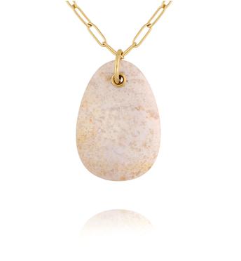 Naszyjnik z naturalnym jasnym kamienieniem długi NSA1505