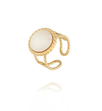 Pierścionek złocony z masą perłową PEA0055