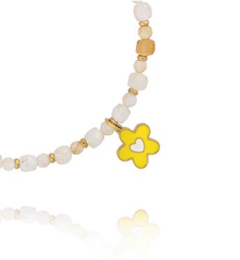 Bransoletka z cytrynu z emaliowanym kwiatkiem BTW3706