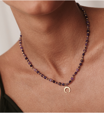 Naszyjnik z ametystami i księżycem Nador NTW1288