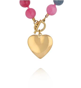 Naszyjnik z kamieni w odcieniach malin, zieleni i błękitu NPA1522