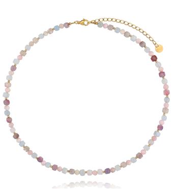 Naszyjnik z różowego turmalinu, opalu i morganitu NPA1580