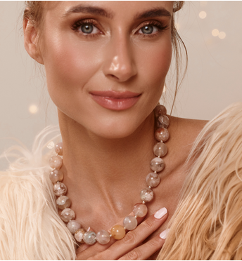 Naszyjnik z agatów w odcieniach cappuccino NPA1536