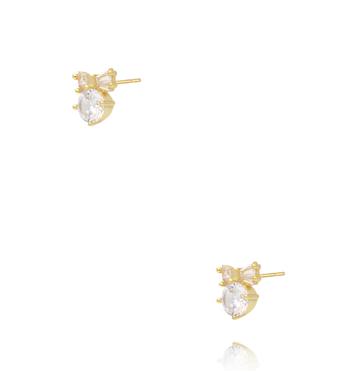 Kolczyki z kokardkami i cyrkoniami złote KSS2194