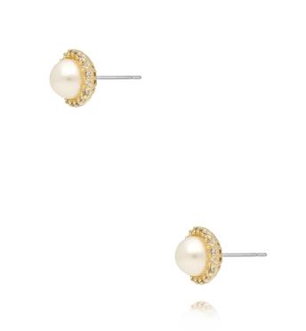 Kolczyki złocone z perłą i cyrkoniami KPE0194