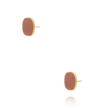 Kolczyki kwadratowe pozłacane z karmelową emalią KSY0362