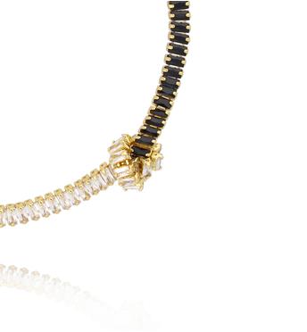 Bransoletka z białymi i czarnymi cyrkoniami BSS0244