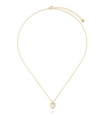 Naszyjnik z serduszkiem z masy perłowej złoty NCA0082