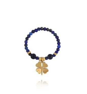 Pierścionek z lapisami lazuli i koniczynką PTW0567