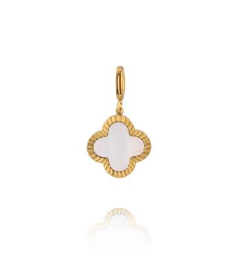 Charms złota koniczynka z masą perłową CHA0100