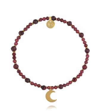 Bransoletka z granatu z zawieszką w kształcie księżyca BTW3544