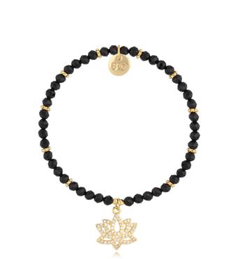 Bransoletka czarna z turmalinami Gold Lotus BTW2215